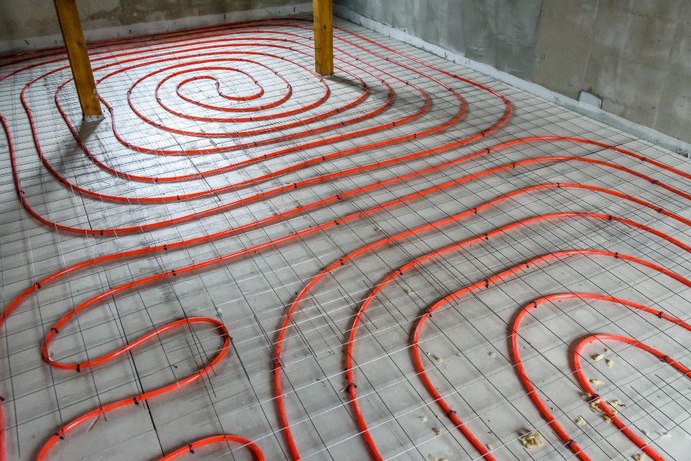 tubes underfloor heating system styrofoam insulation
